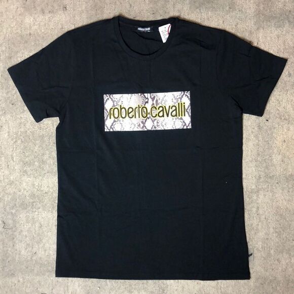 Roberto Cavalli Snake-Print Logo Tee | Large - Picture 1 of 9